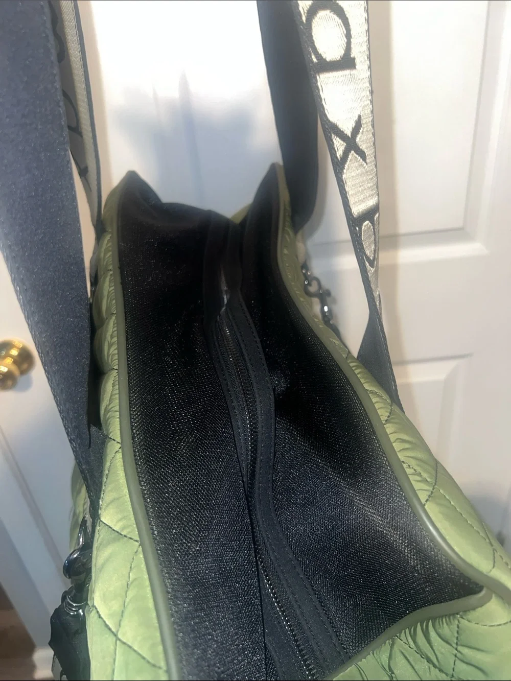 Maxbone Quilted Olive Green pet carrier with Branded Strap